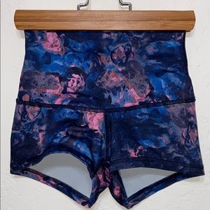 Lululemon blue and pink shorts.